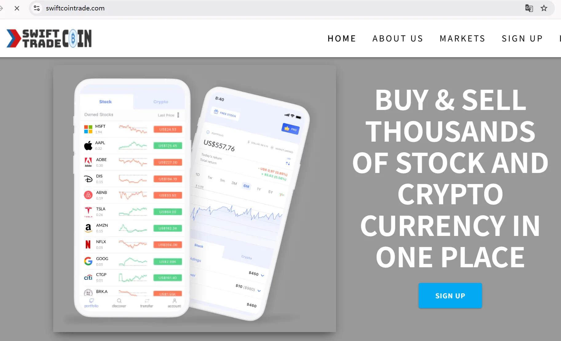 Swift Coin Trade's homepage