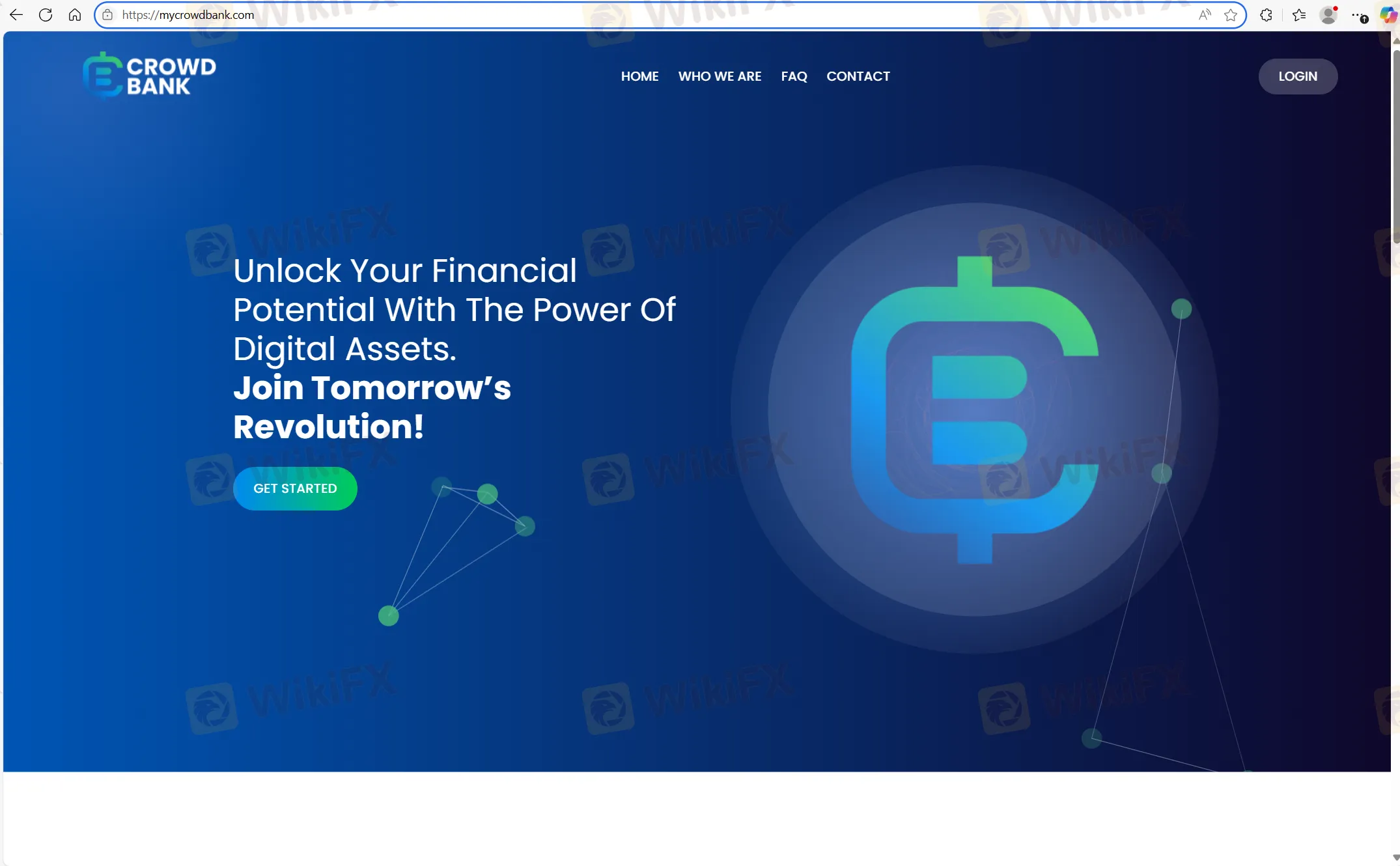 CrowdBank's homepage