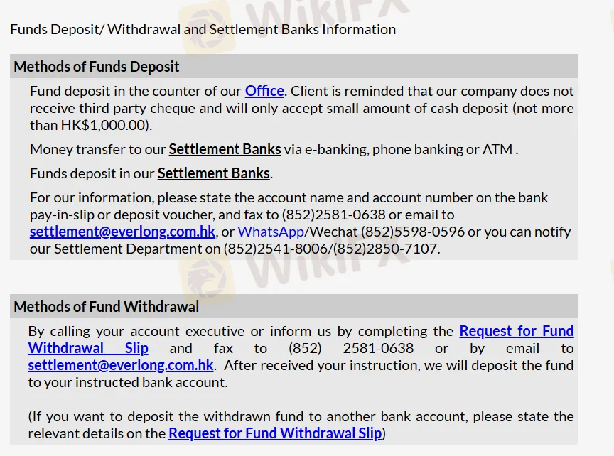 Deposit and Withdrawal