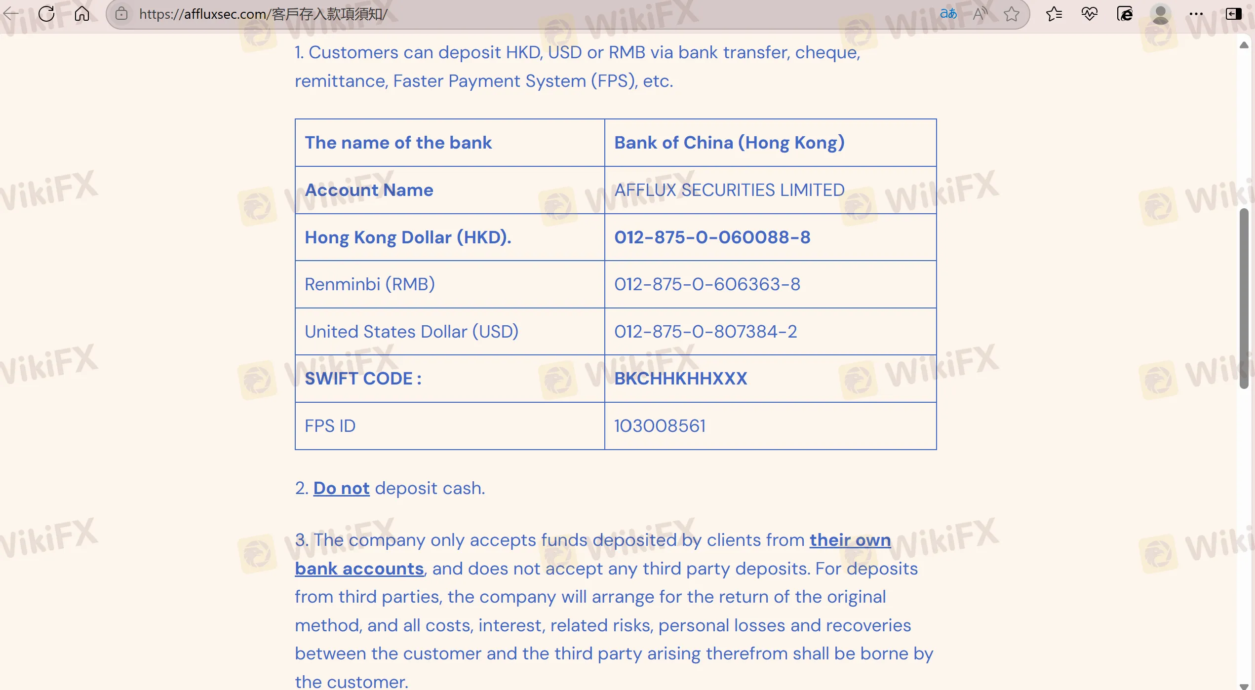 Deposit and Withdrawal