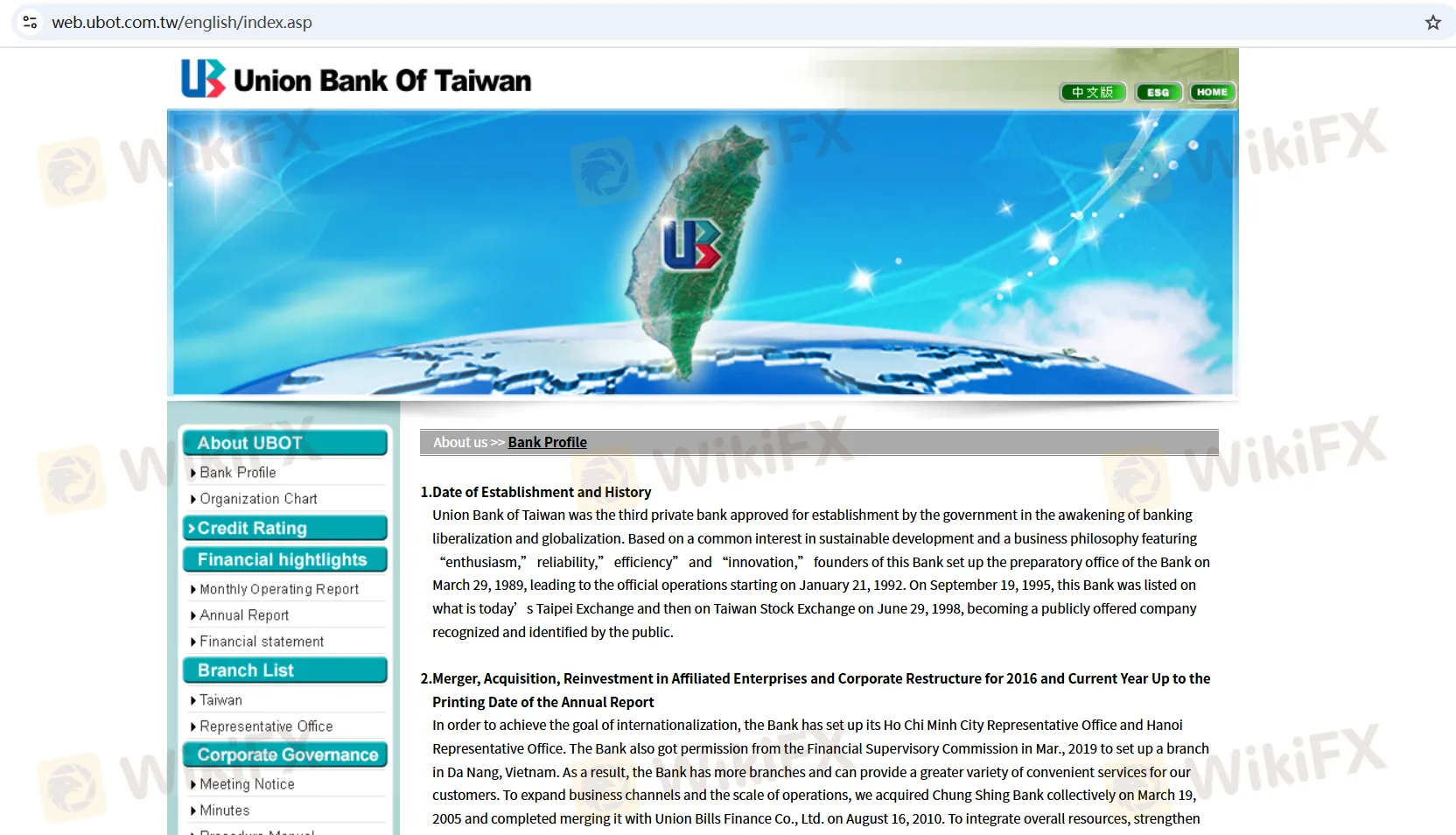 Union Bank of Taiwan 情報 Union Bank of Taiwan 情報