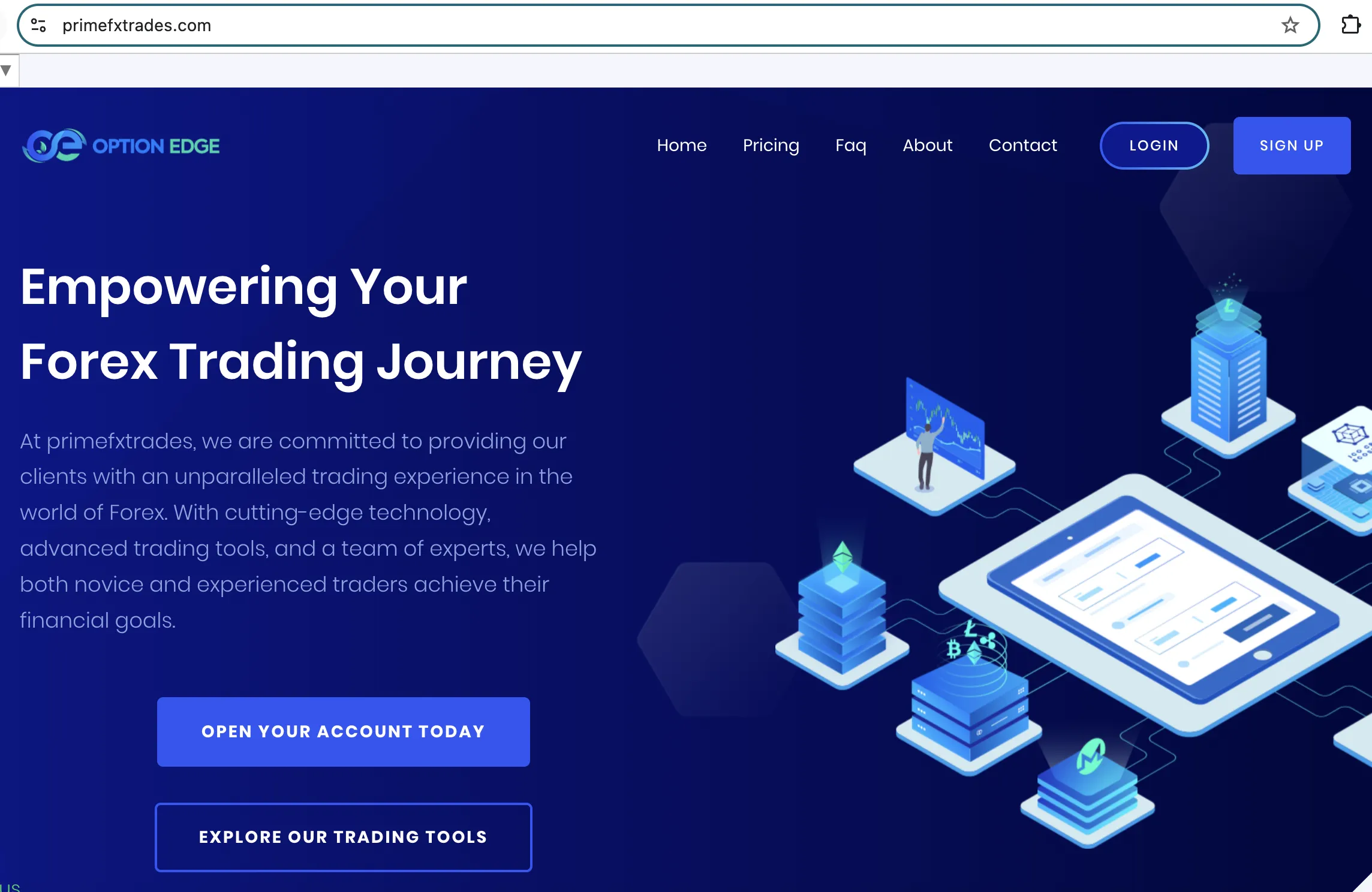 Prime FX Trades' homepage