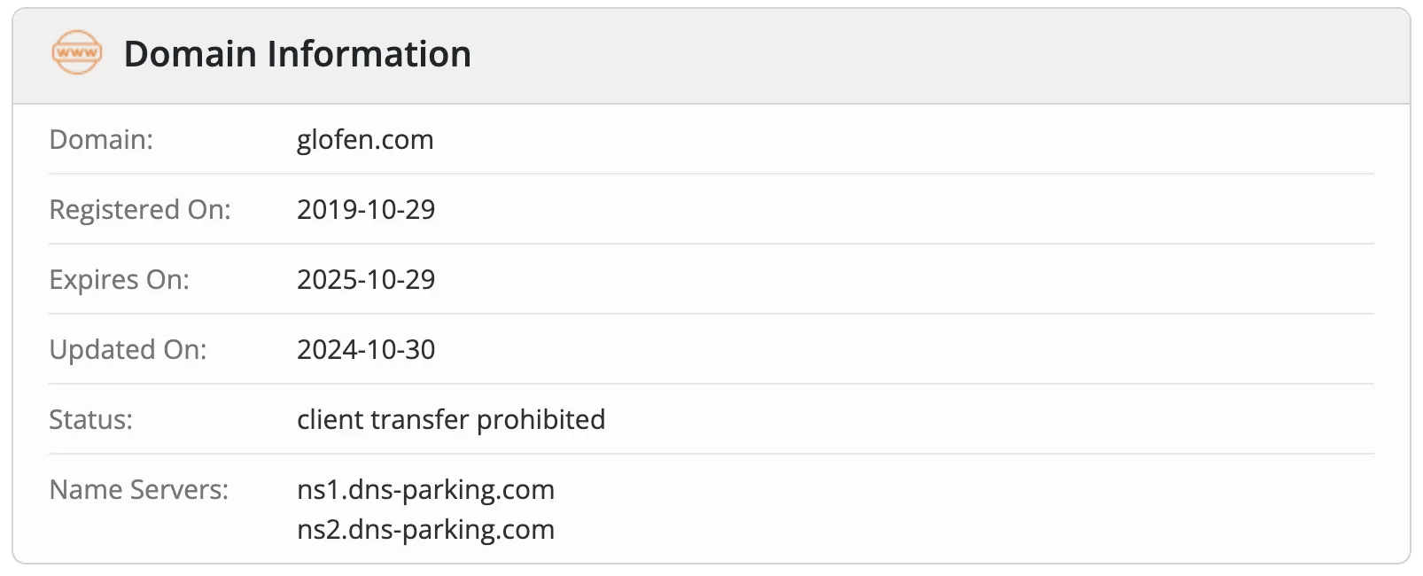 Domain information Domain information
