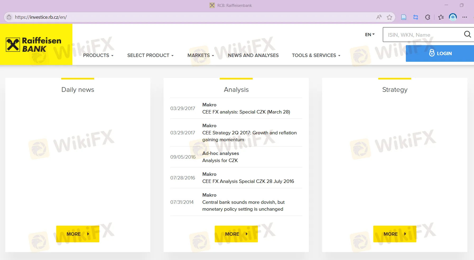 Raiffeisen's homepage