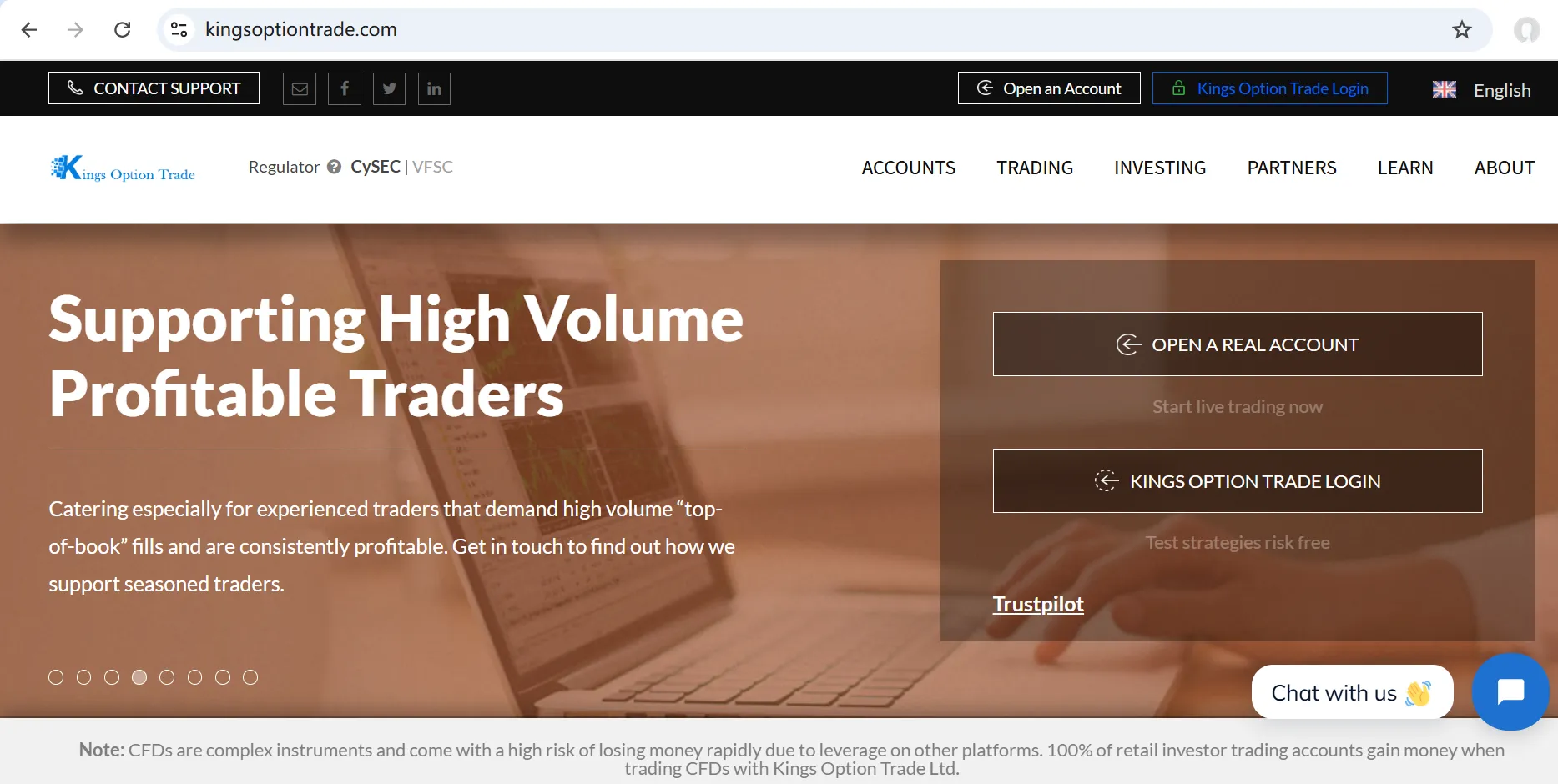 Kings Option Trade's homepage