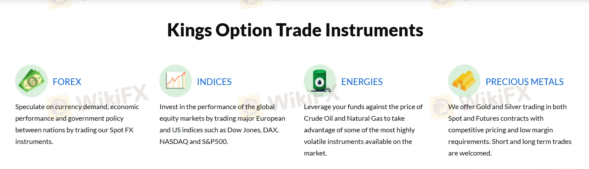 Kings Option Tradeで取引できるものは何ですか？