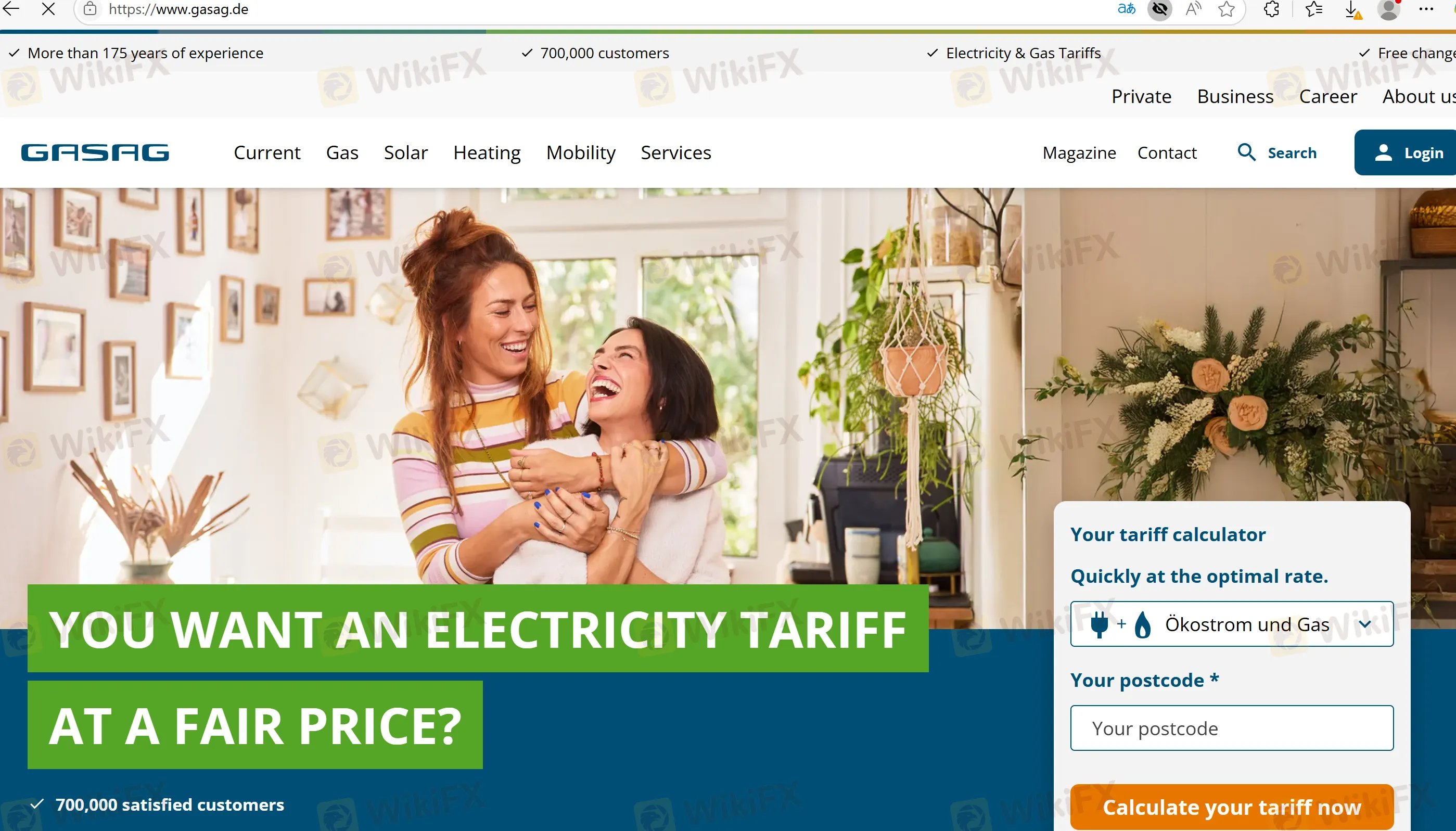 Página inicial de GASAG