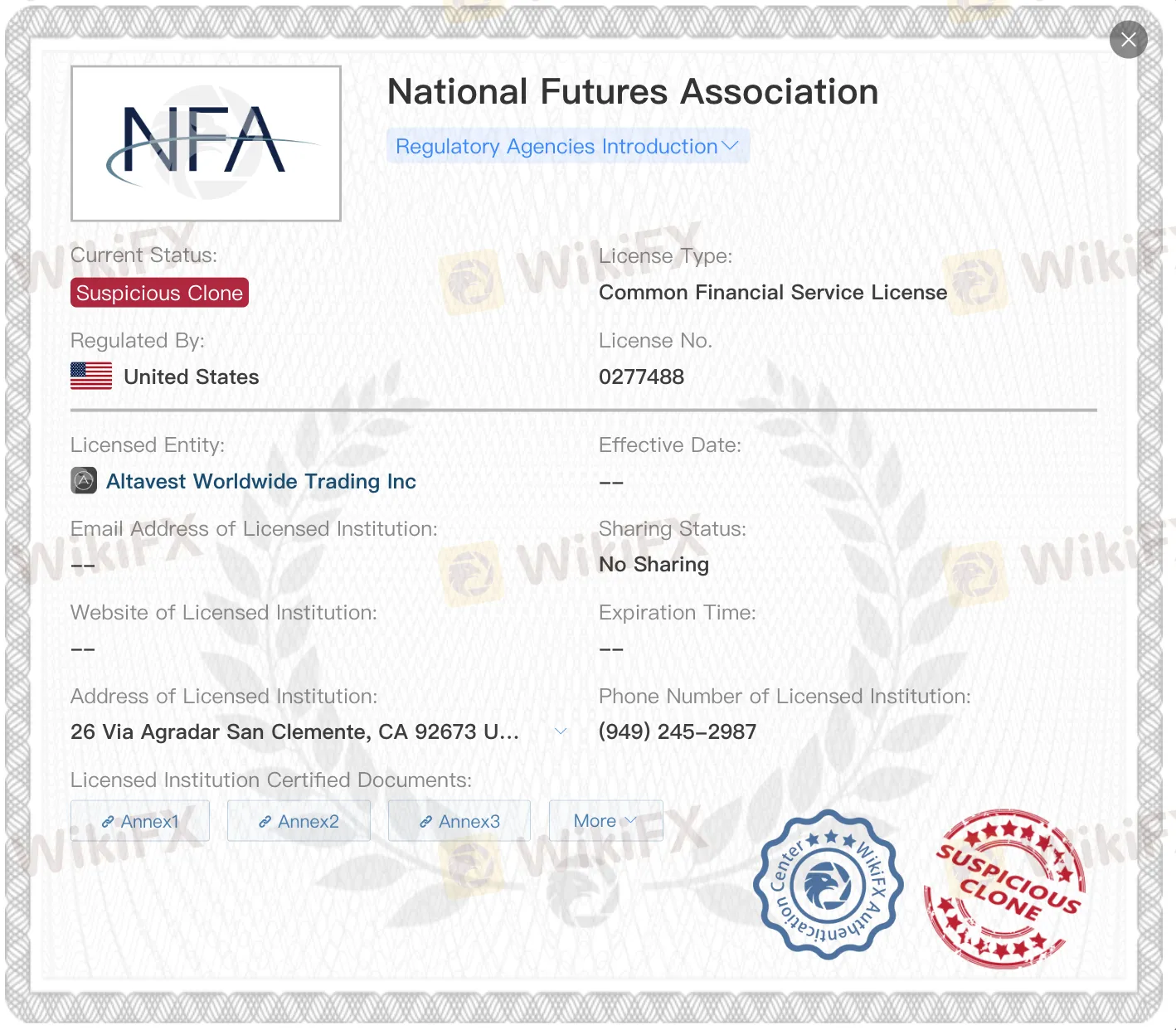 Suspicious Clone NFA license