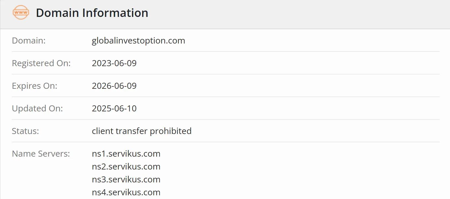 Domain information
