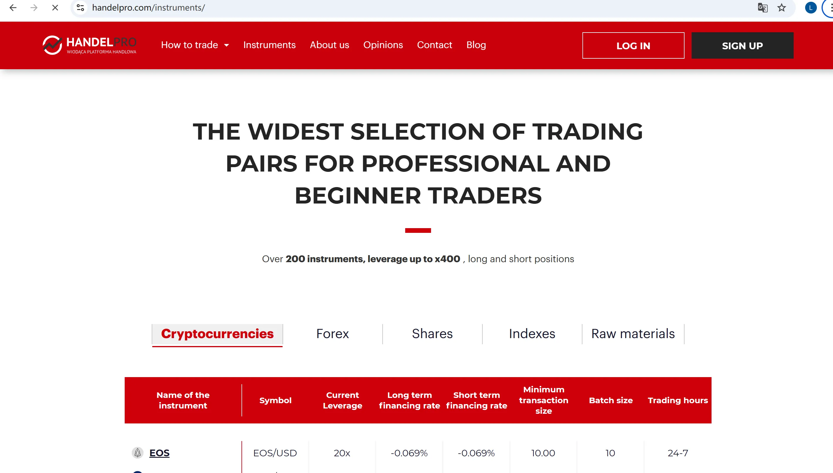 What Can I Trade on HANDEL PRO?