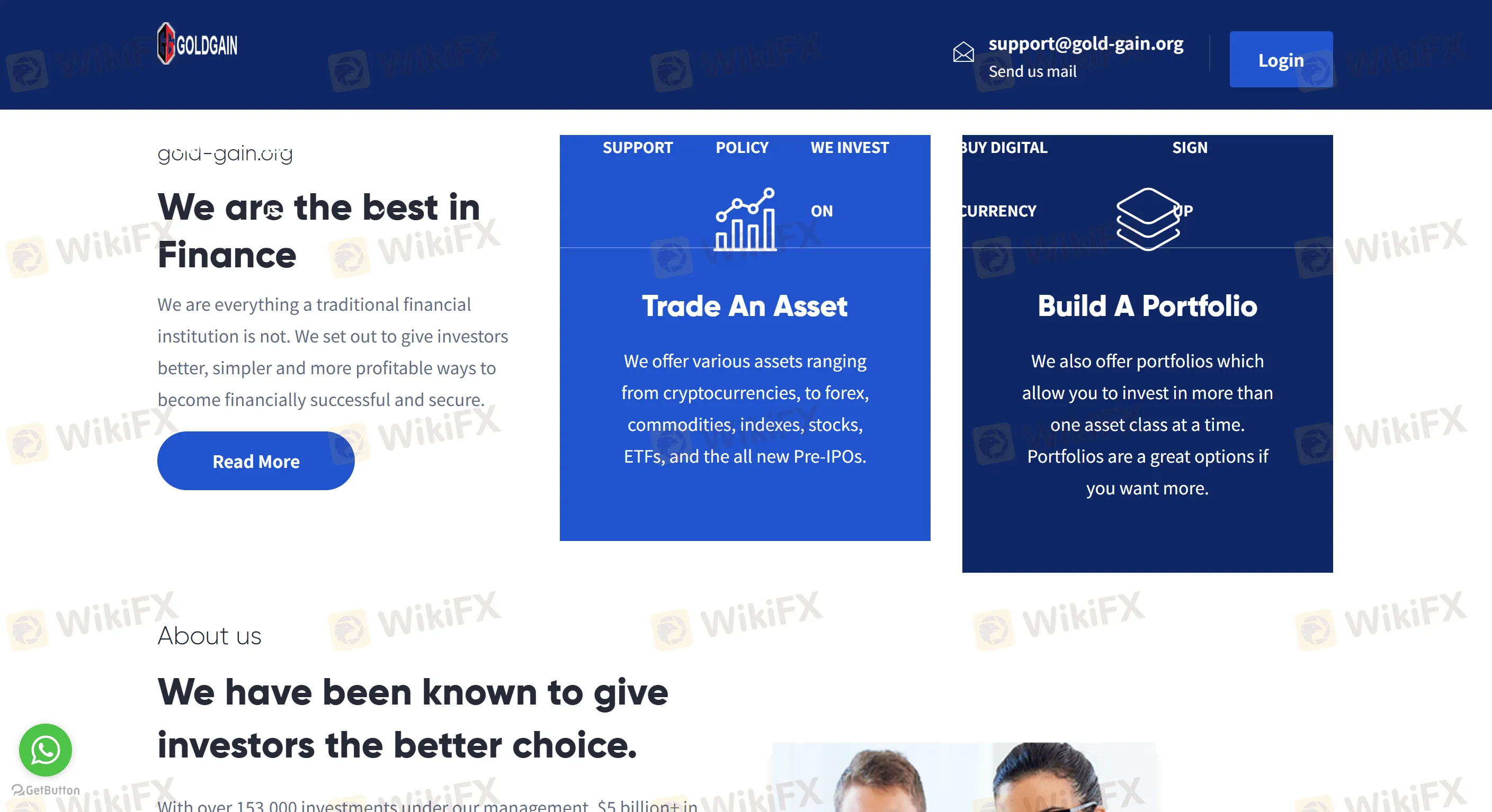 Page d'accueil de Gold-Gain