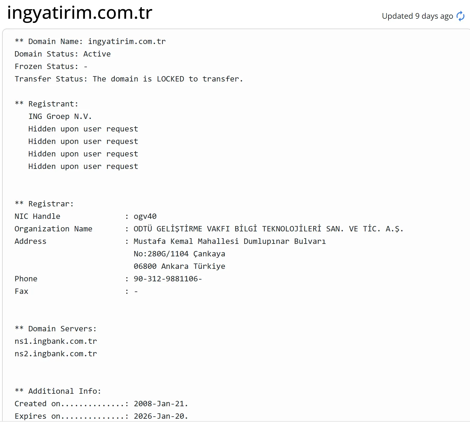 Domaininformationen Domaininformationen
