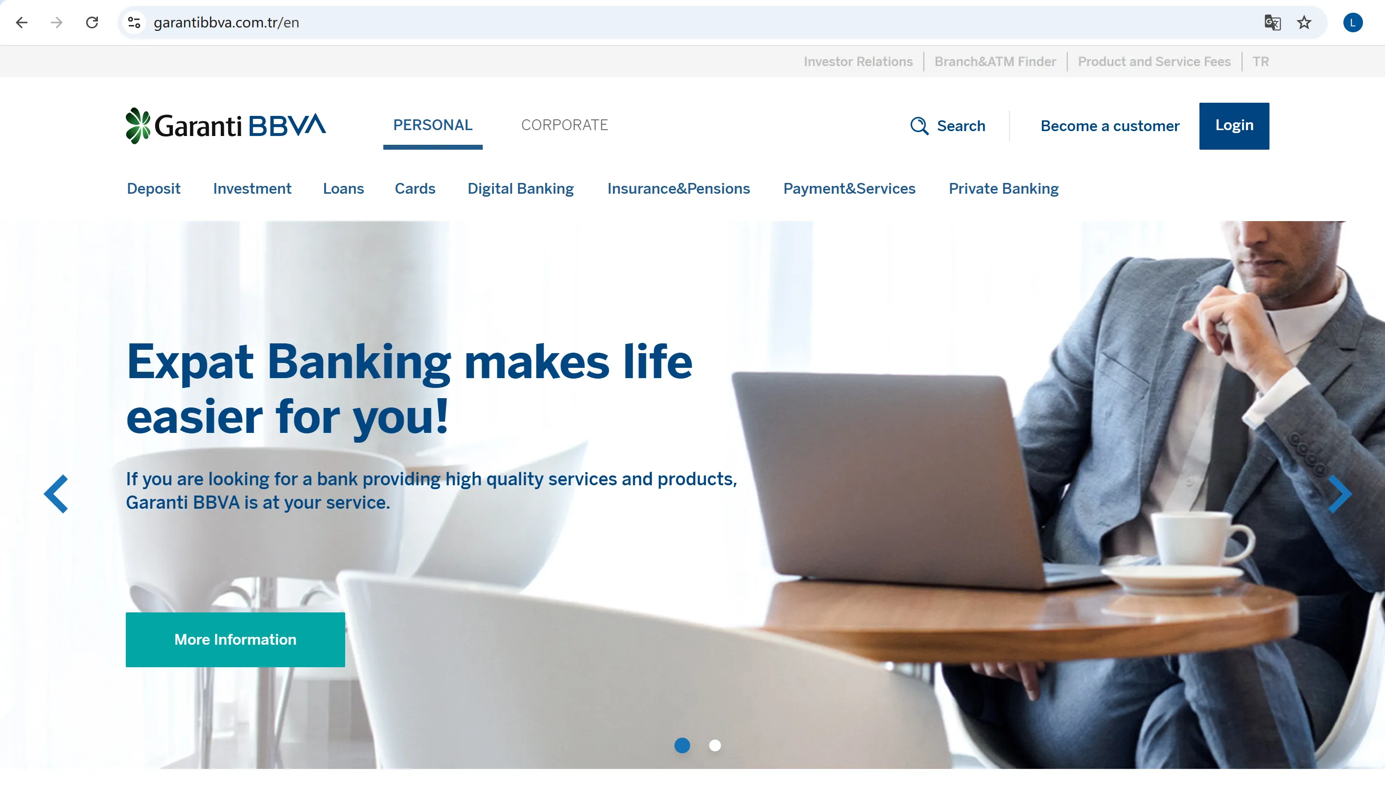 Домашняя страница Garanti BBVA
