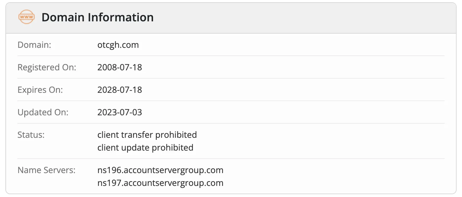 Domain information Domain information