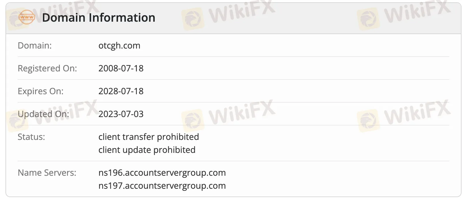 Información del dominio