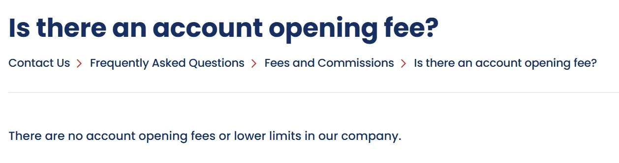 No account opening fee No account opening fee