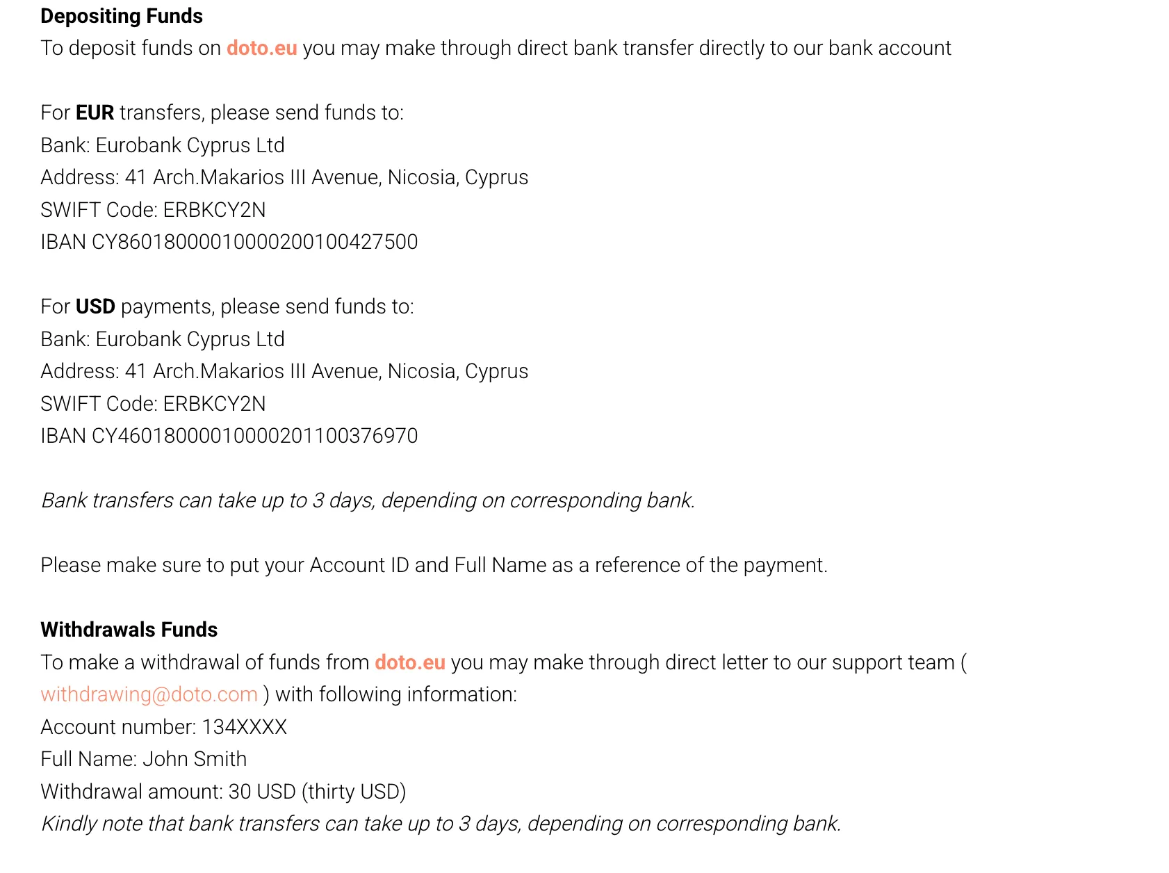 Deposit and Withdrawal Deposit and Withdrawal