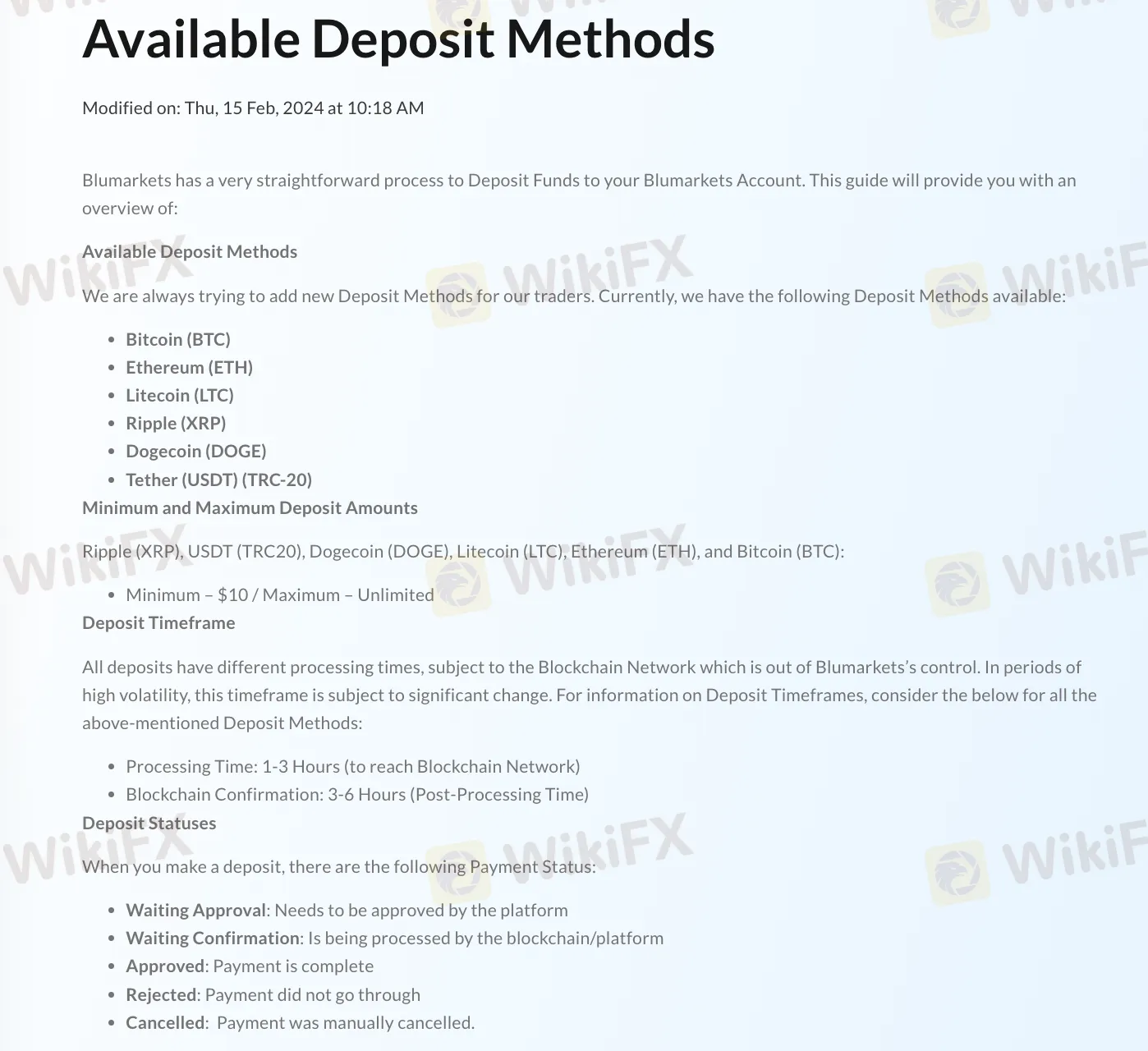 Mga Detalye sa Deposito