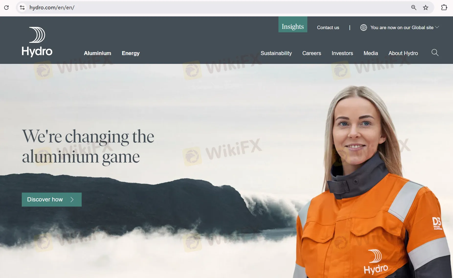 Hydro's homepage