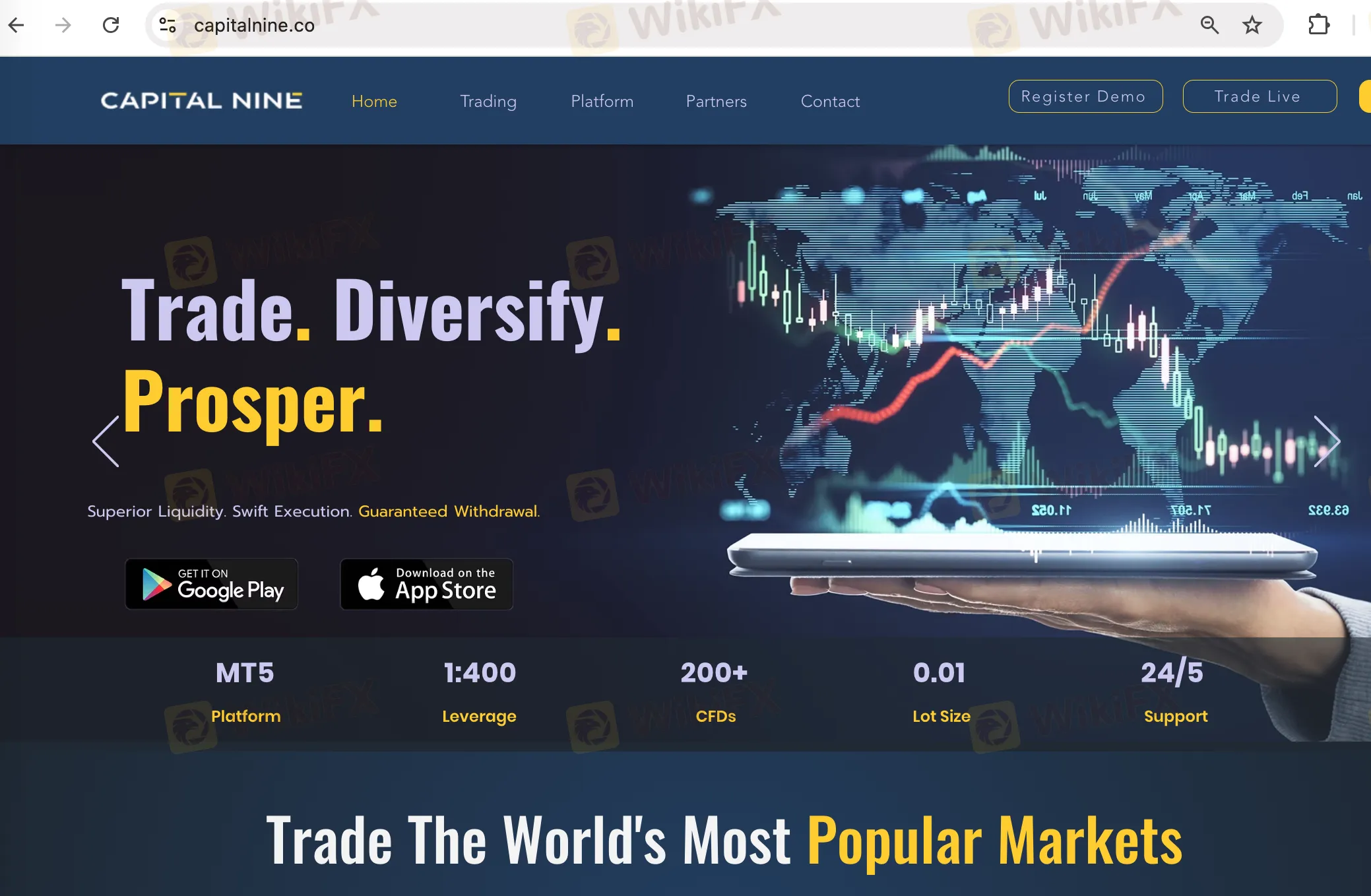 Página de inicio de Capital Nine Global