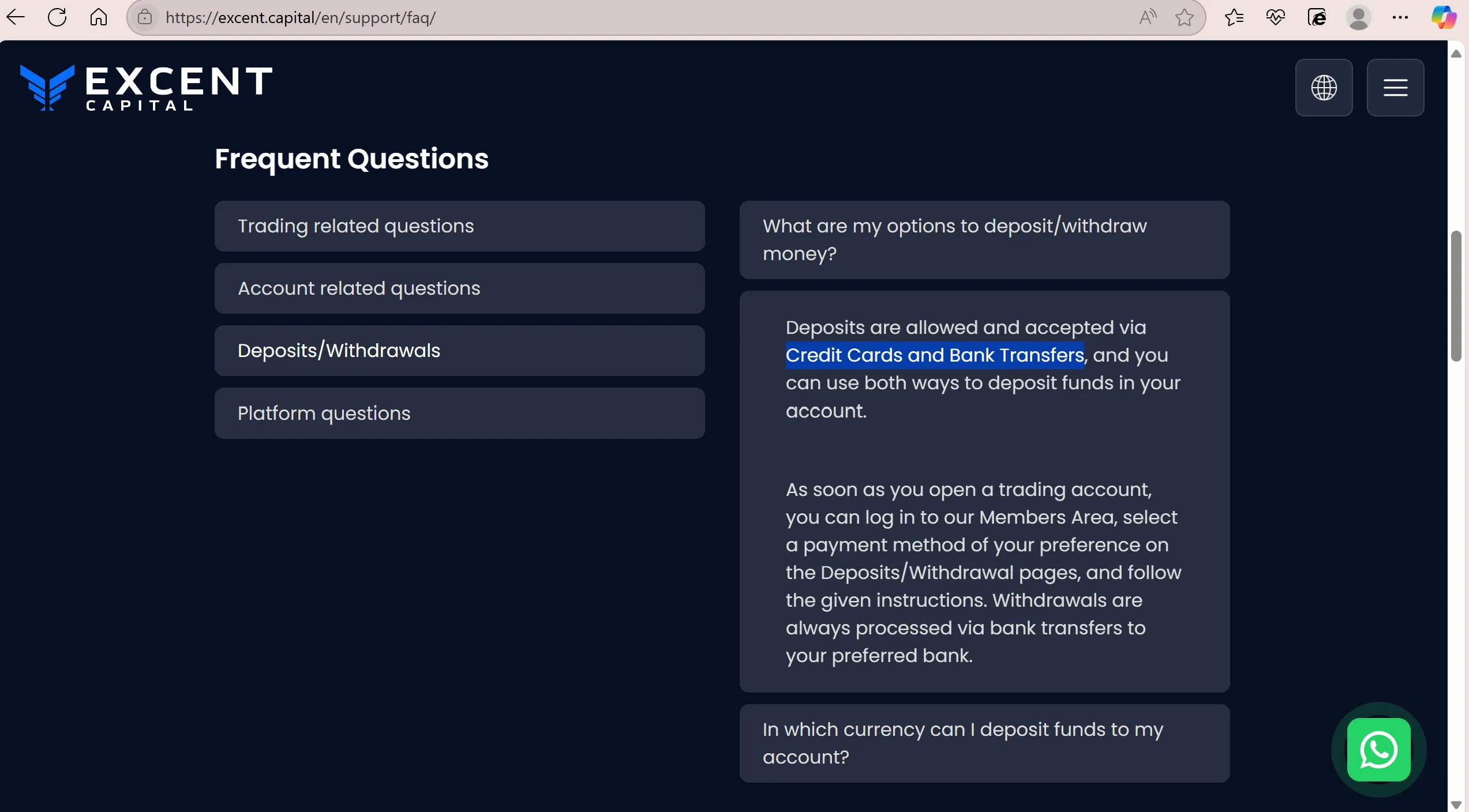 Deposit and Withdrawal Deposit and Withdrawal
