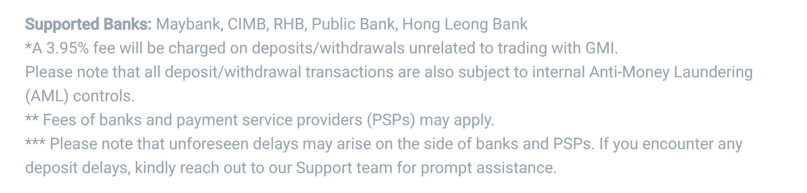 Deposit and Withdrawal