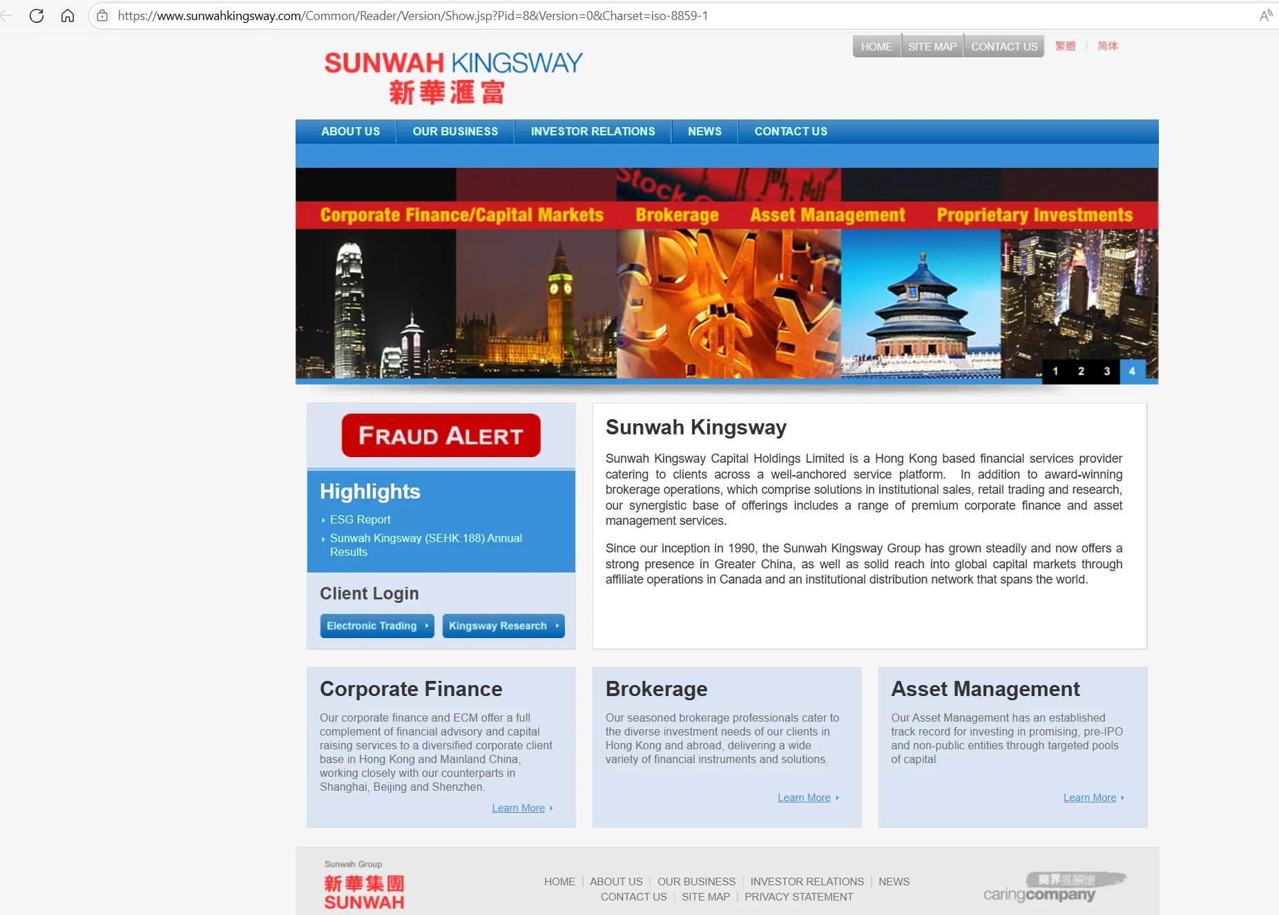 SUNWAH KINGSWAY's homepage