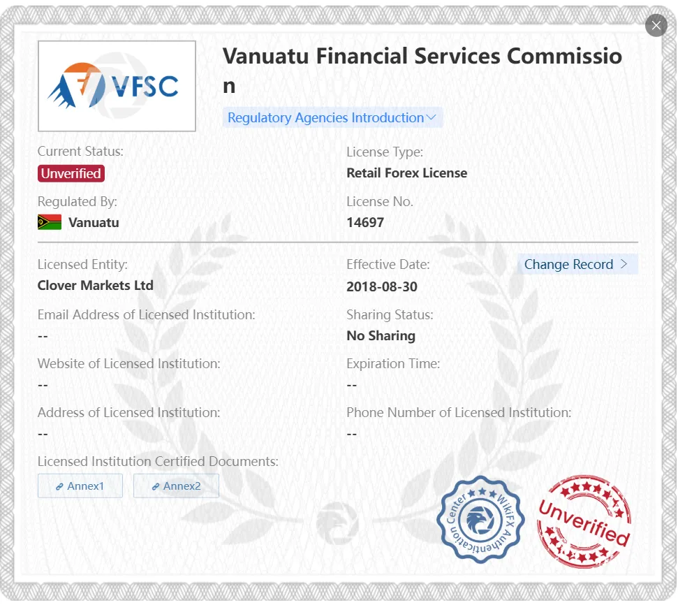 Giấy phép VFSC chưa được xác minh Giấy phép VFSC chưa được xác minh