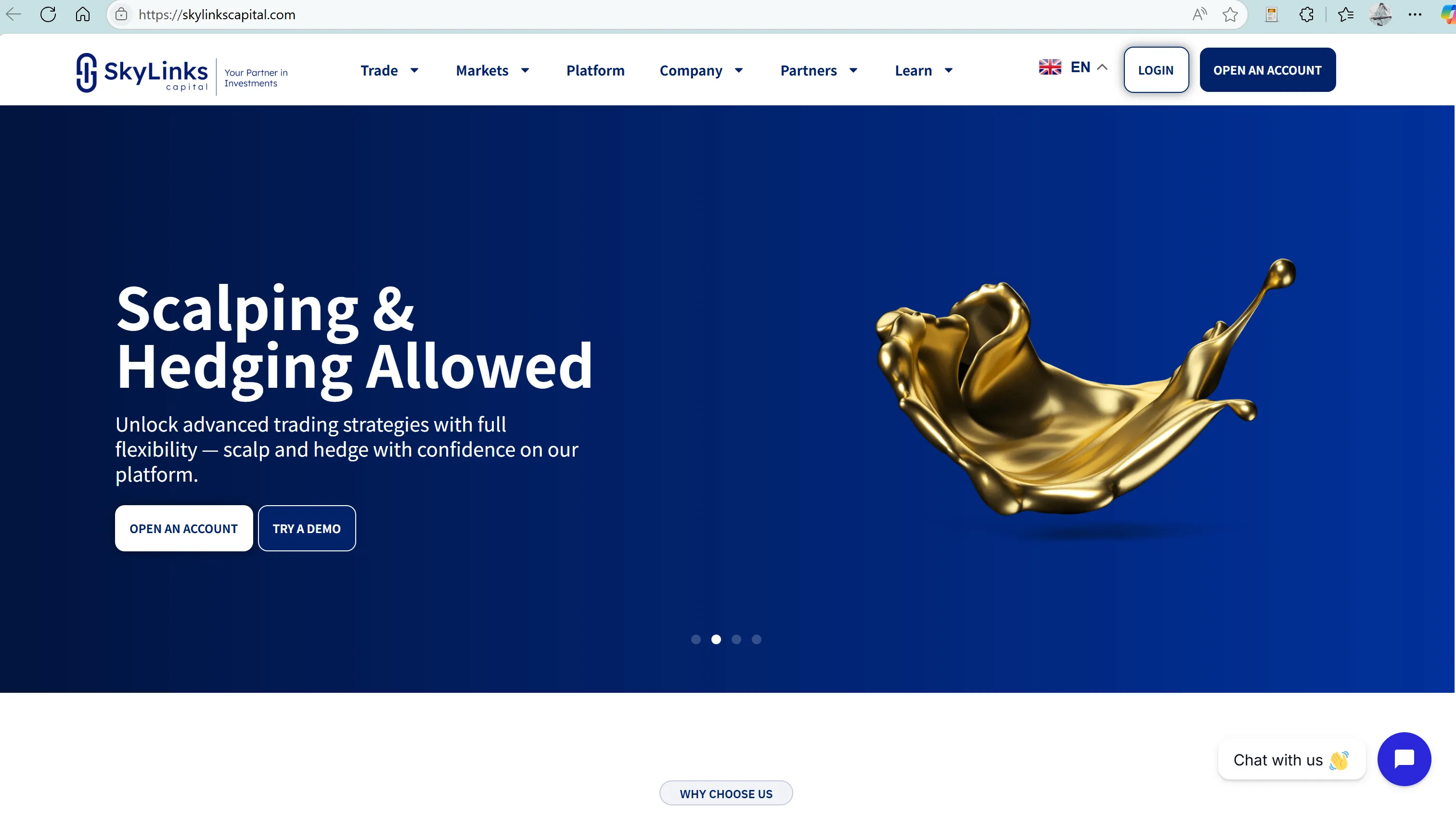 Sky Links Capital's homepage Sky Links Capital's homepage