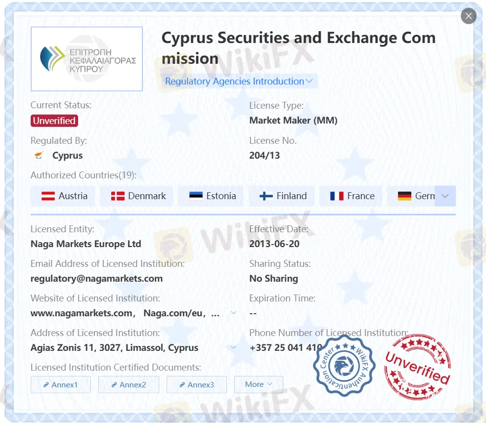 Giấy phép CySEC chưa xác minh