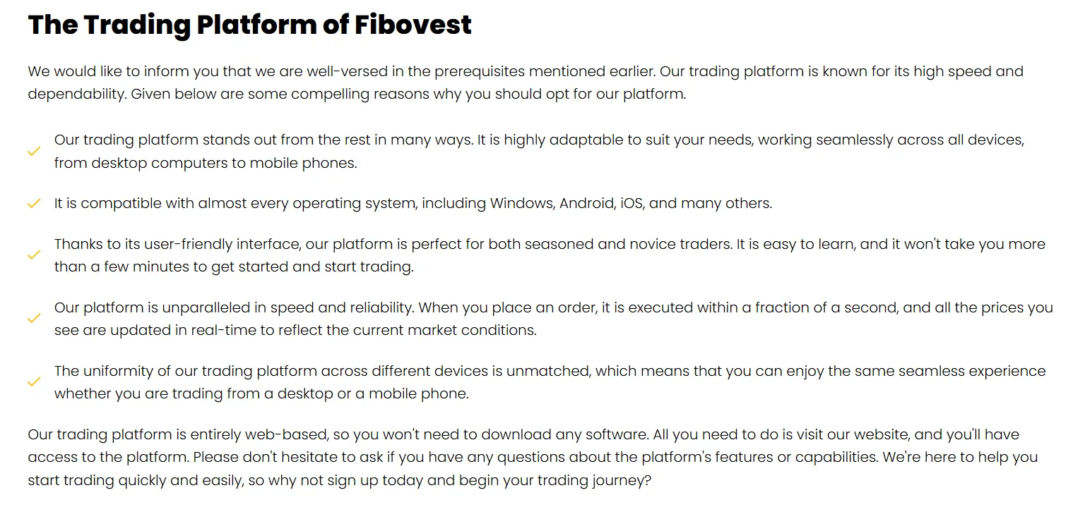 Fibovest platform Fibovest platform