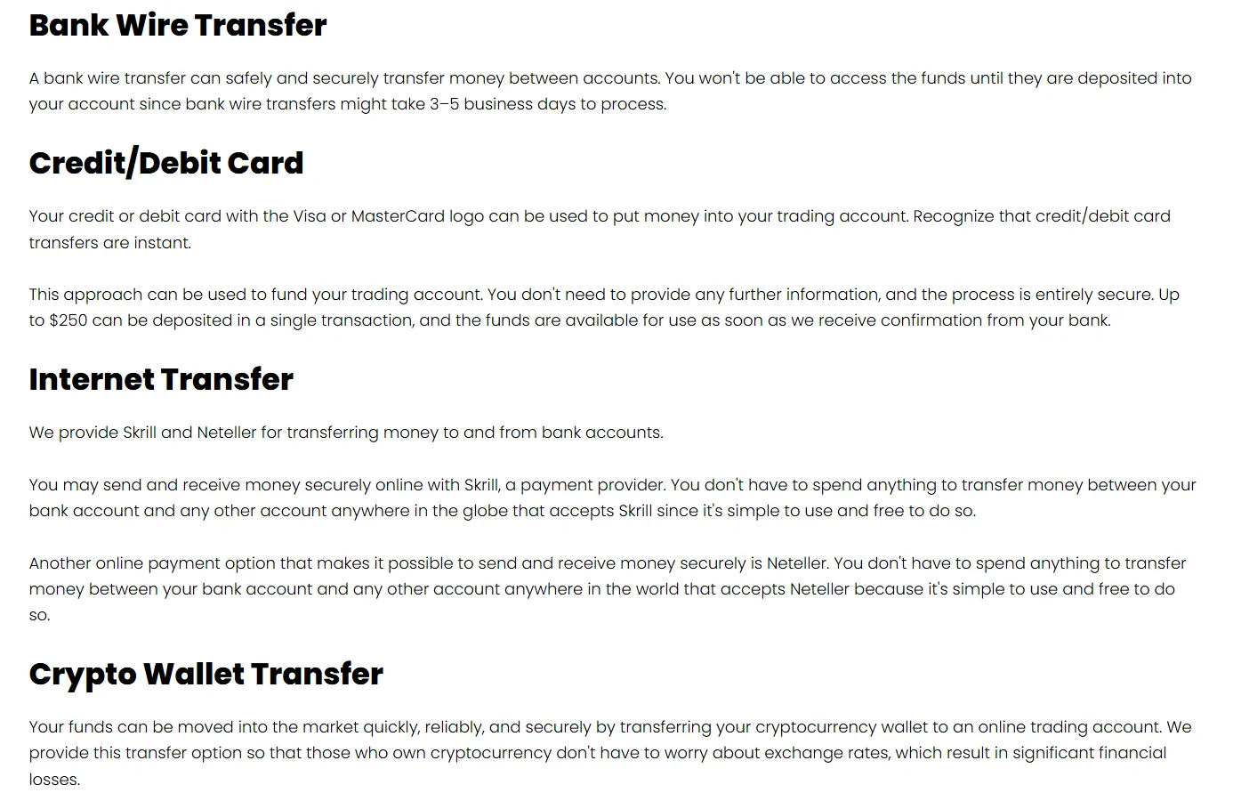 Deposit and Withdrawal Deposit and Withdrawal
