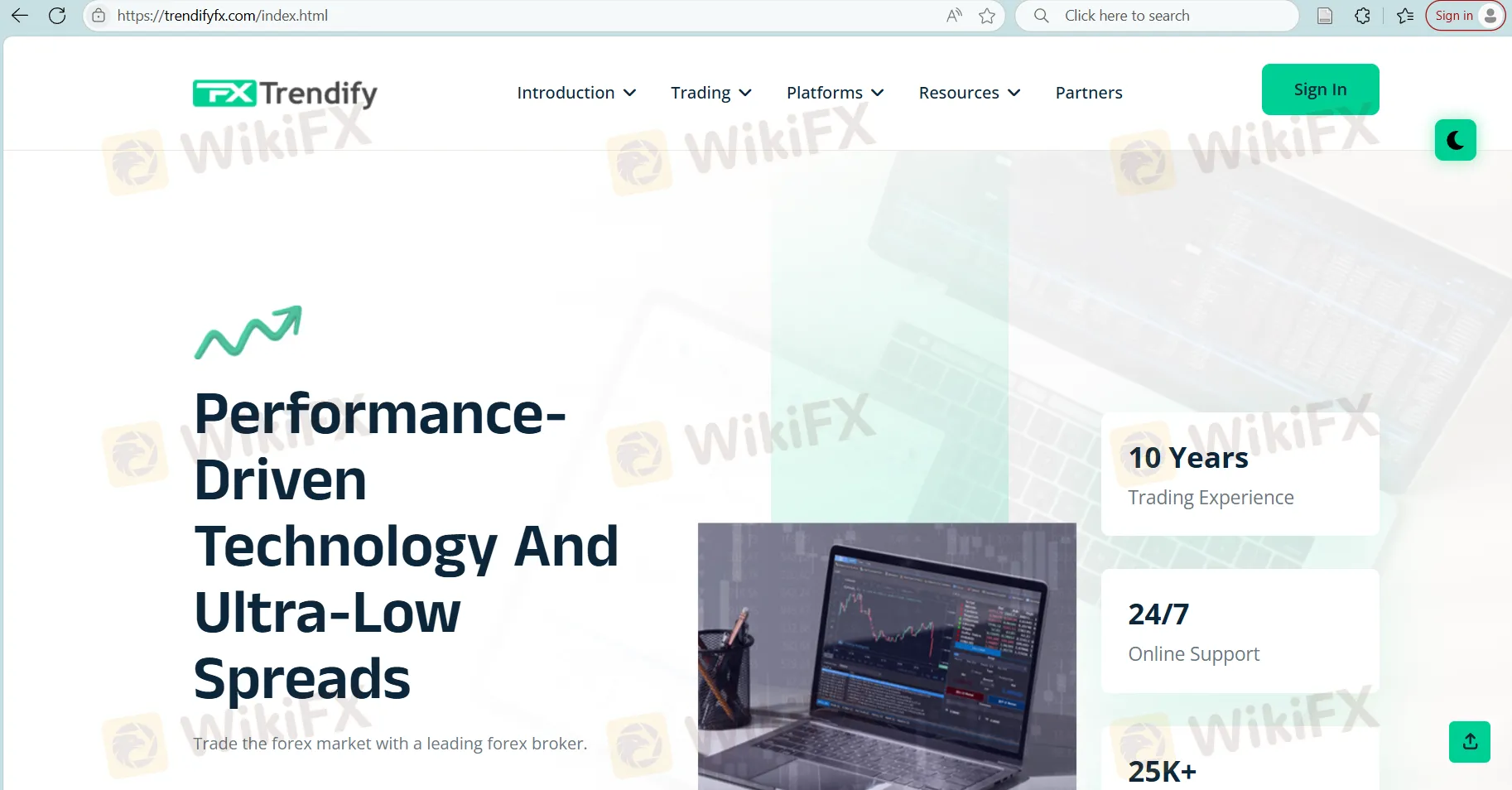 Trendify's homepage
