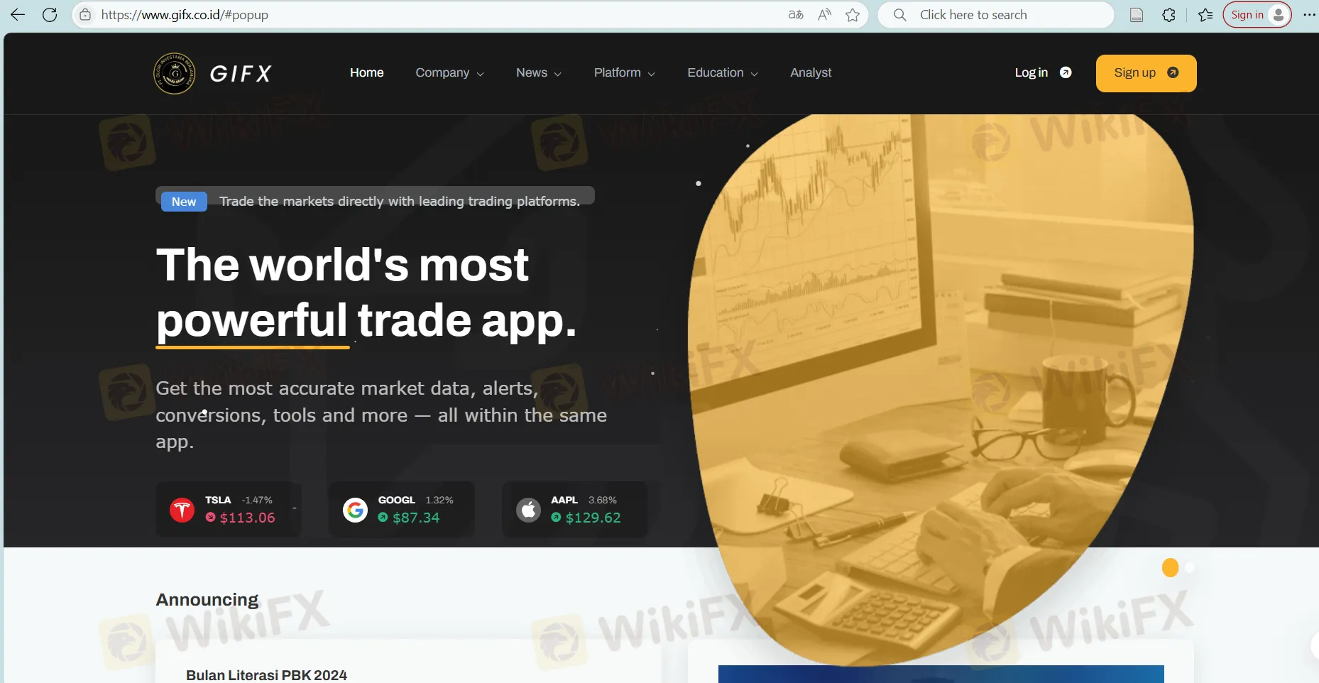 GIFX's homepage
