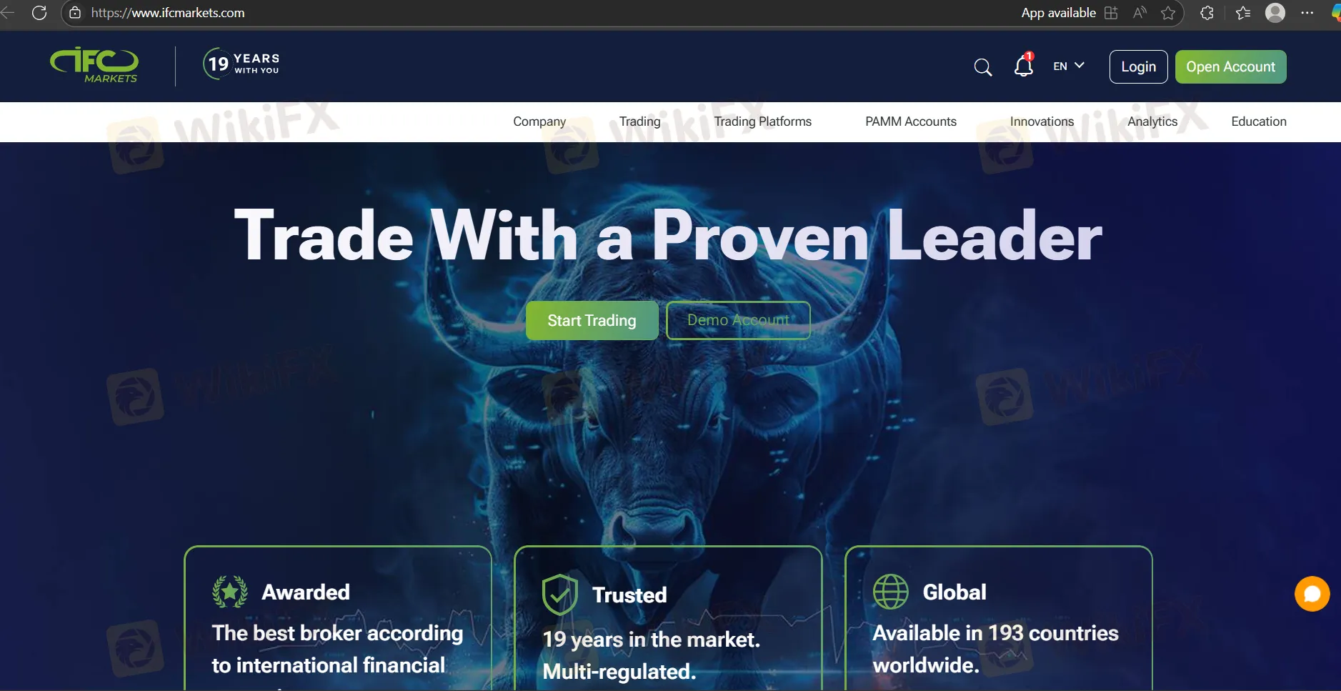 IFC Markets' page d'accueil