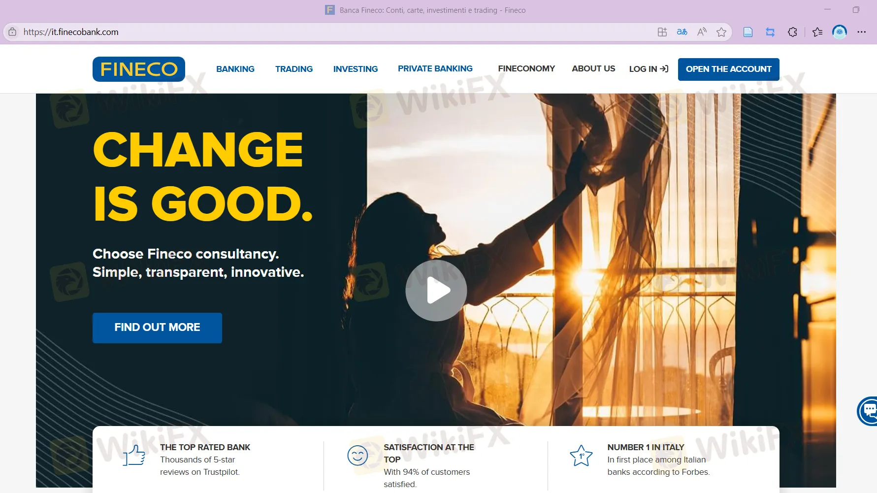 Fineco's homepage