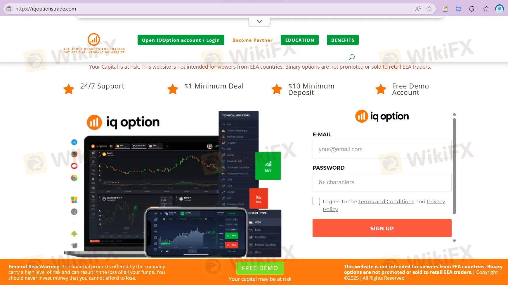 IQ OPTION BROKER's homepage