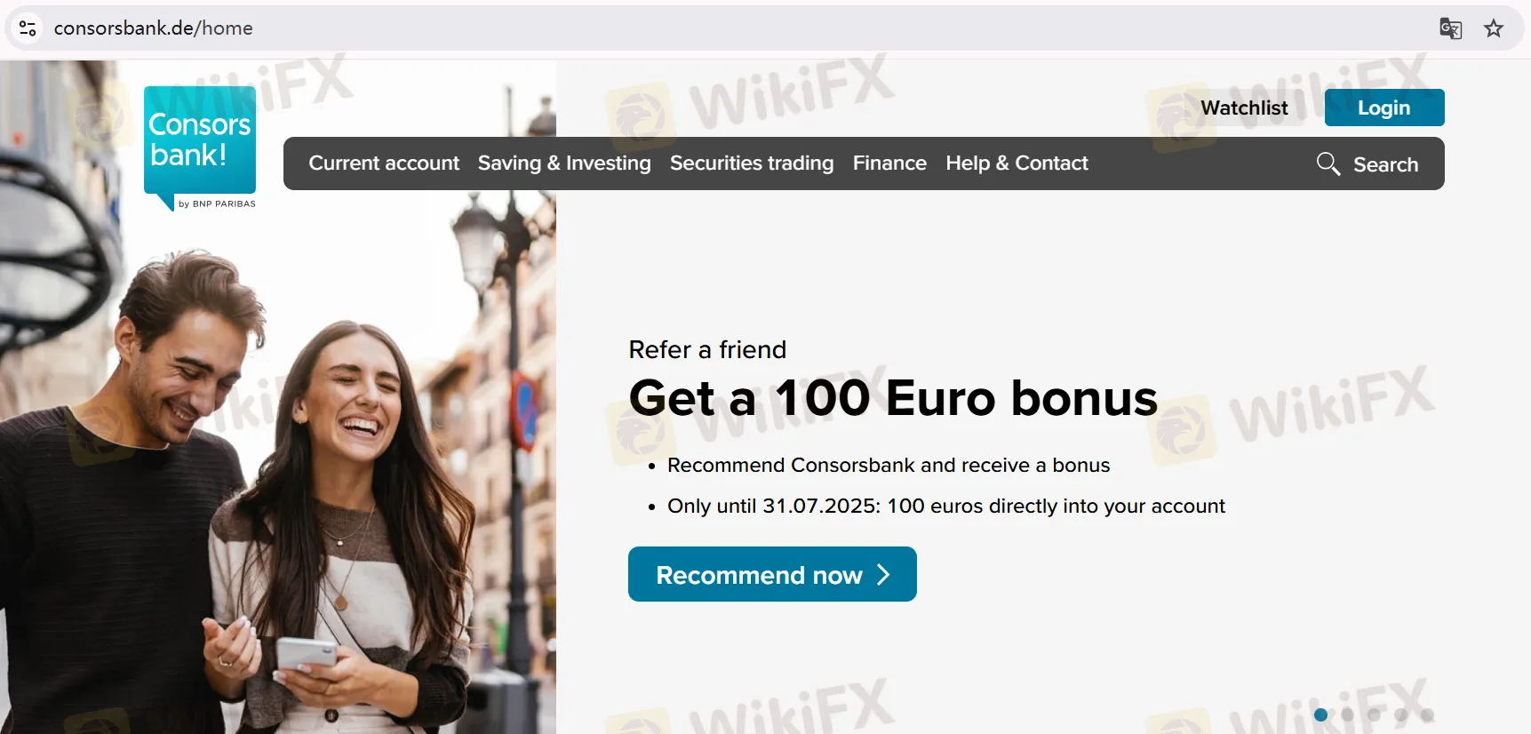 Consorsbank's homepage