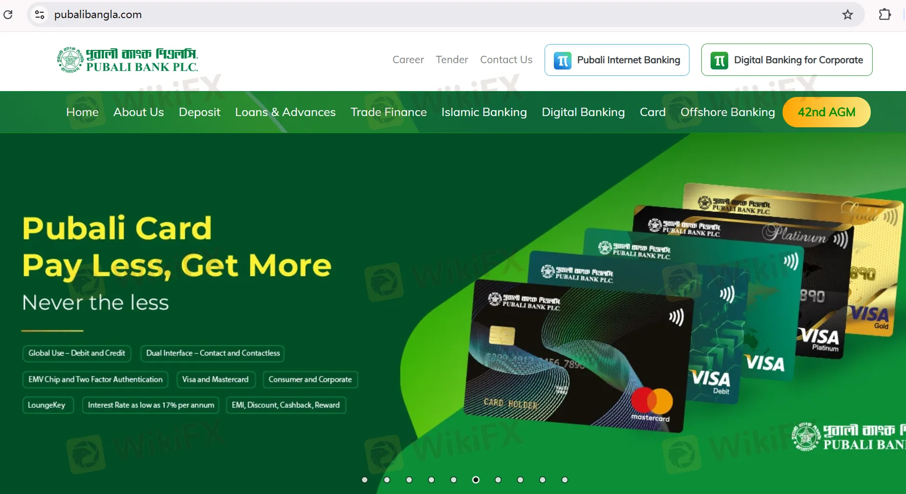 Pubali Bank's homepage