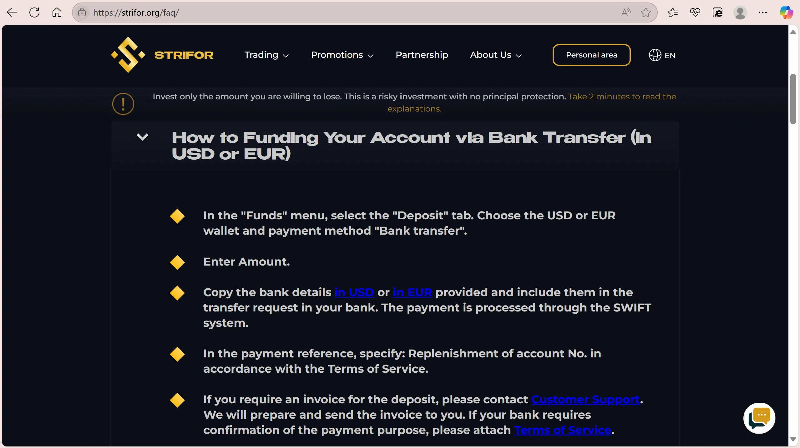 Deposit and Withdrawal