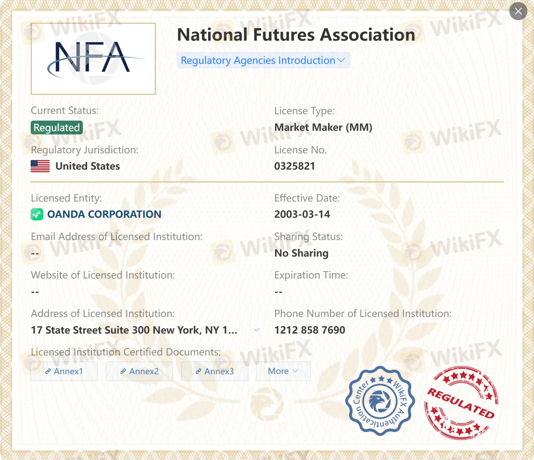 OANDA regulatory 