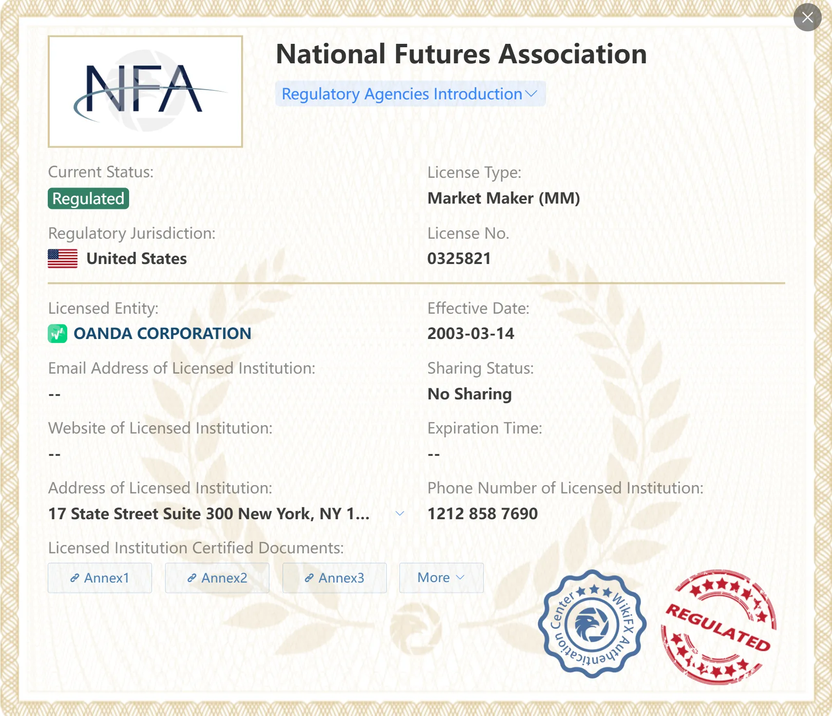 OANDA regulatory 