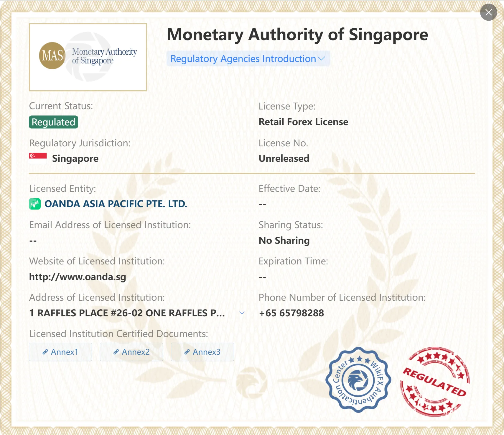 OANDA regulatory 