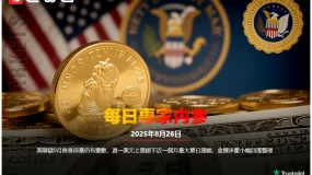 CWG資訊：美聯儲9月降息前景仍有變數，週一美元上漲創下近一個月最大單日漲幅，金價承壓小幅回落整理