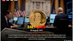 Traders expect a Fed rate cut, weakening the US dollar; gold hits 5-week high.