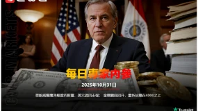 CWG資訊:受鮑威爾鷹派態度的影響,美元週四走强; 金價觸底回升,重新站穩在4000之上