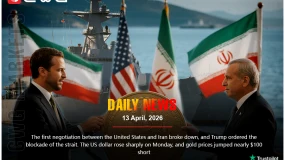 US-Iran talks fail, Trump blocks strait; USD spikes, gold jumps ~$100.