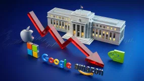 US stocks close lower as Fed keeps interest rates unchanged, but hints at a rate hike this year
