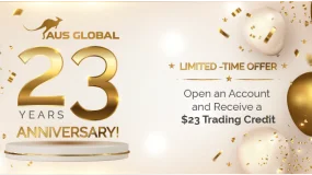 AUS GLOBAL 23rd Anniversary Celebration Offer--Open an Account and Get $23 in Trading Credit