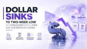 Dollar Sinks to Two-Week Low as Middle East Escalates and ECB Decision Looms